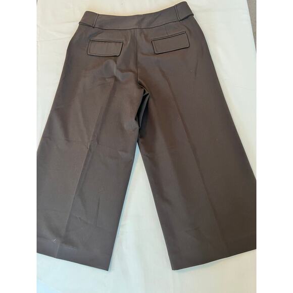 Nine West cropped wide leg capri pant size 2 chocolate brown pockets VTG Y2K - Picture 3 of 8